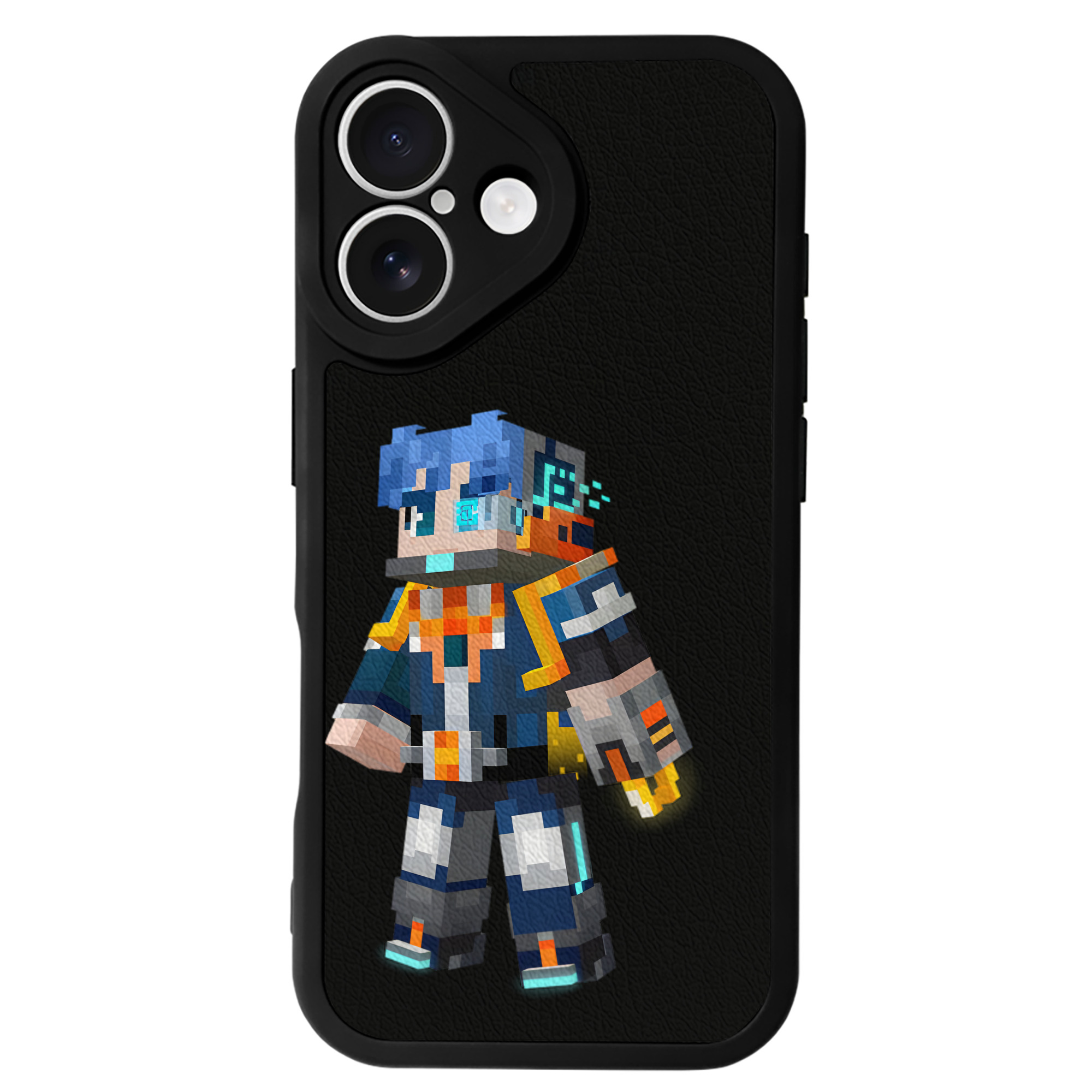 （画像用） マインクラフト ブロックの世界 Minecraft MC Block world 【iPhone 16シリーズ対応】シリコンスマホケース（レザー調） 材質：シリコン